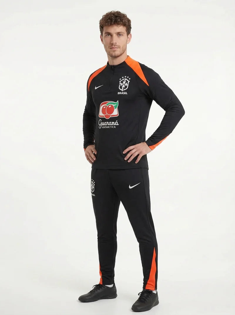 2025/2026 BRAZIL BLACK AND ORANGE TRACKSUIT